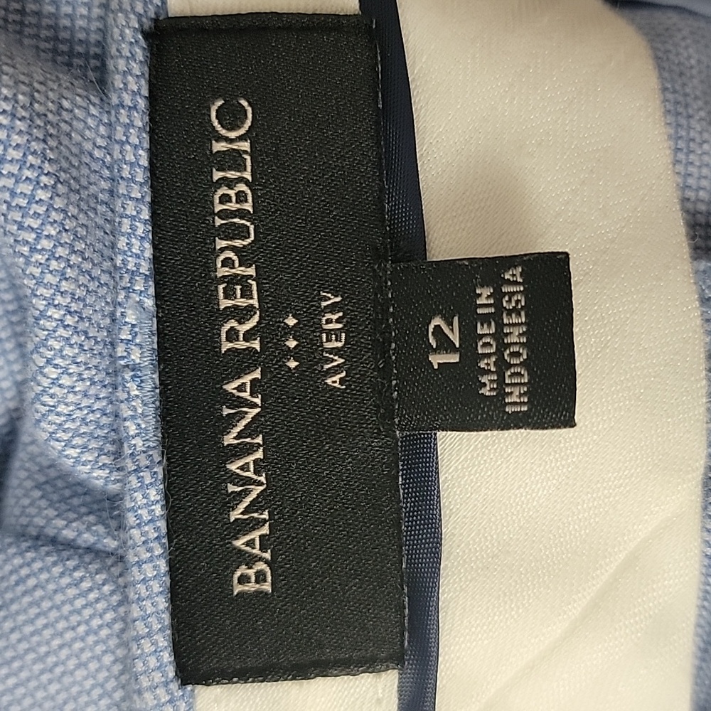 BANANA‎ REPUBLIC Avery Blue White Stretch Cropped Ankle Dress Preppy Pants 12 - Picture 6 of 7